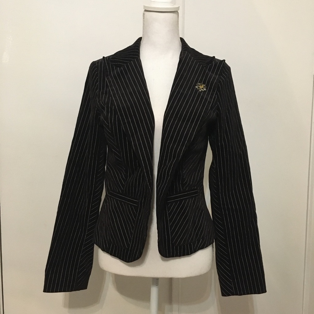 Black Velvet Pinstripe Women's Blazer Jacket
